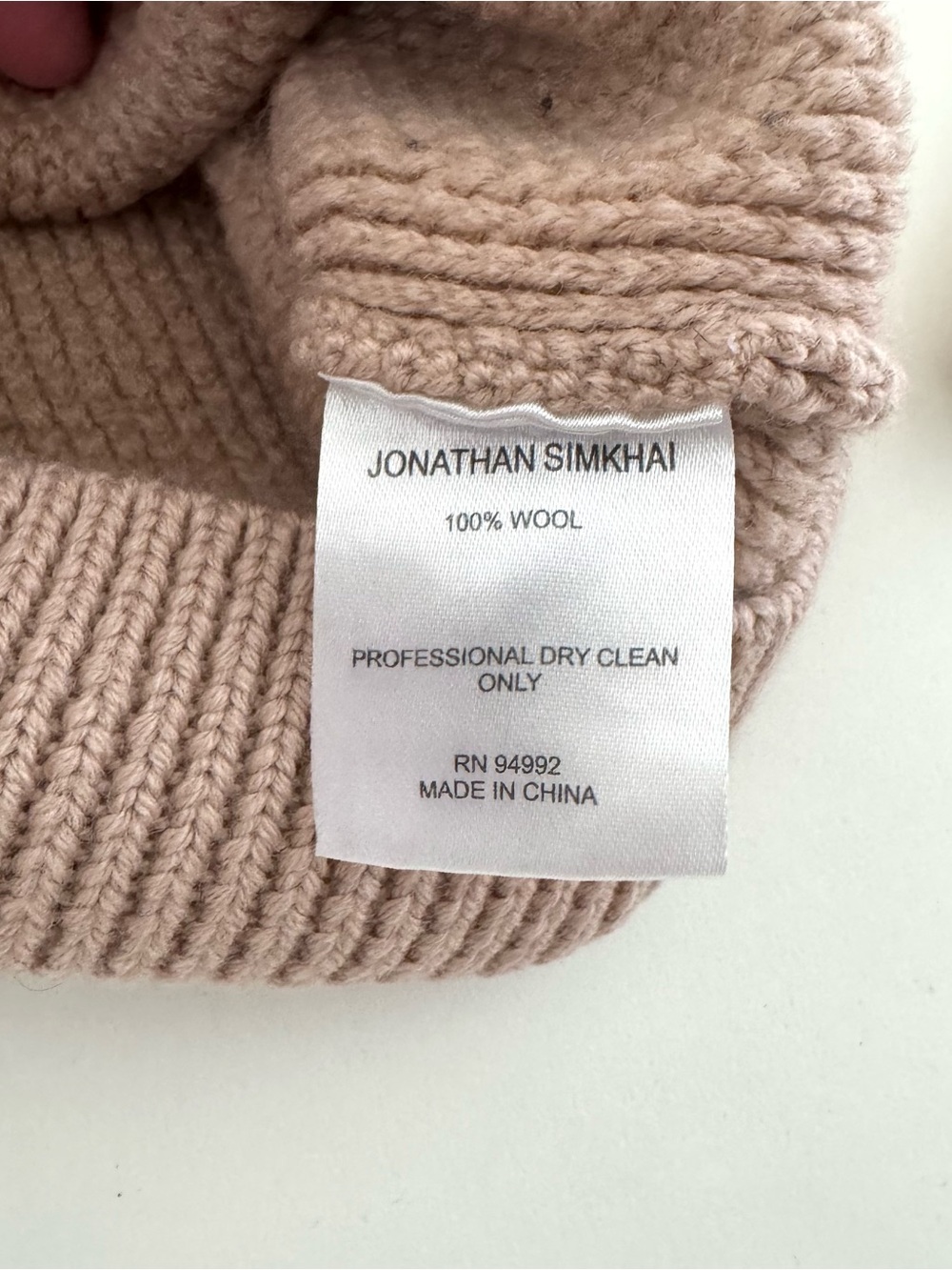 Jonathan Simkhai Puff-Sleeve 100% Wool Sweater in Blush Pink - Size XS - Picture 6 of 6